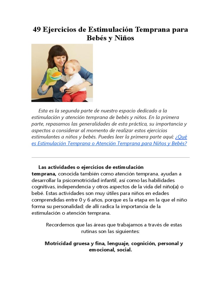 49 Ejercicios de Estimulación Temprana para Bebés y Niños | PDF ...