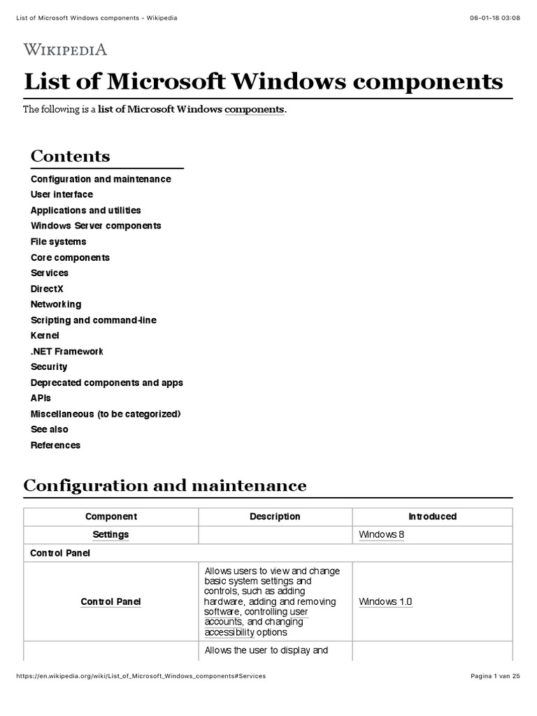 List of Microsoft Windows Components - Wikipedia | PDF | Microsoft ...