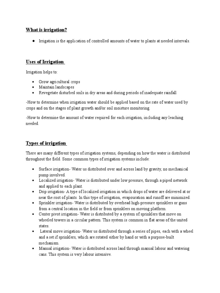 What Is Irrigation PDF