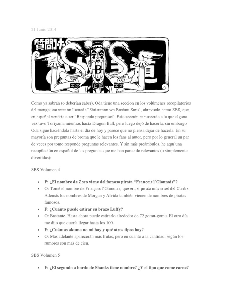 Sbs 1 10 One Piece Pdf Ocio