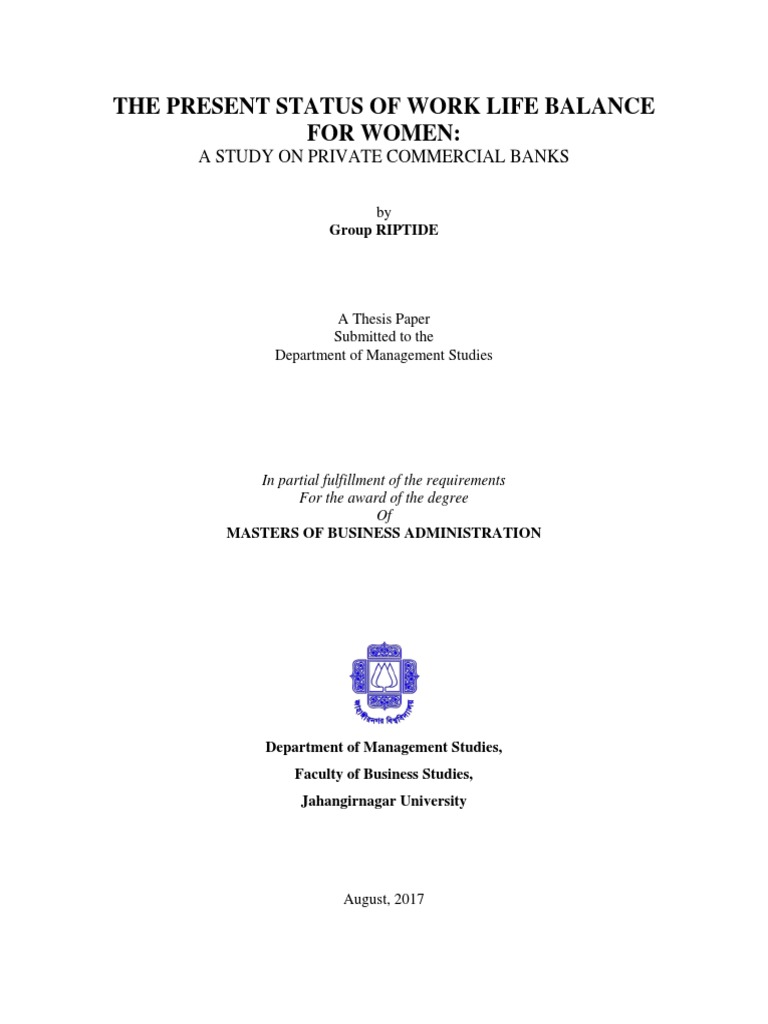 Work Life Balance of The Female Employees of Bangladesh | PDF | Work ...