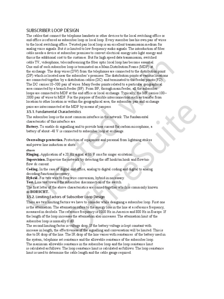 Subscriber Loop Design Guide | PDF | Telephone Exchange | Telephone