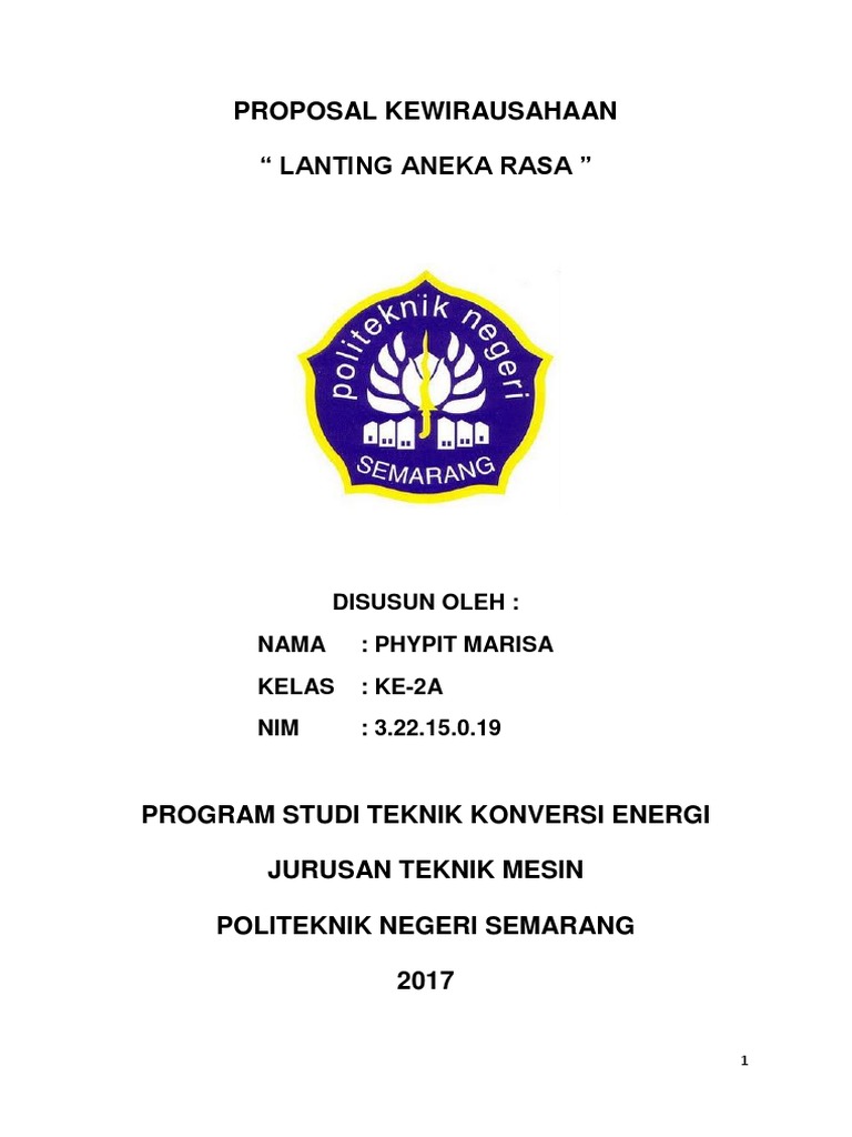 Proposal Kewirausahaan " Lanting Aneka Rasa " | PDF | Karier & Perkembangan