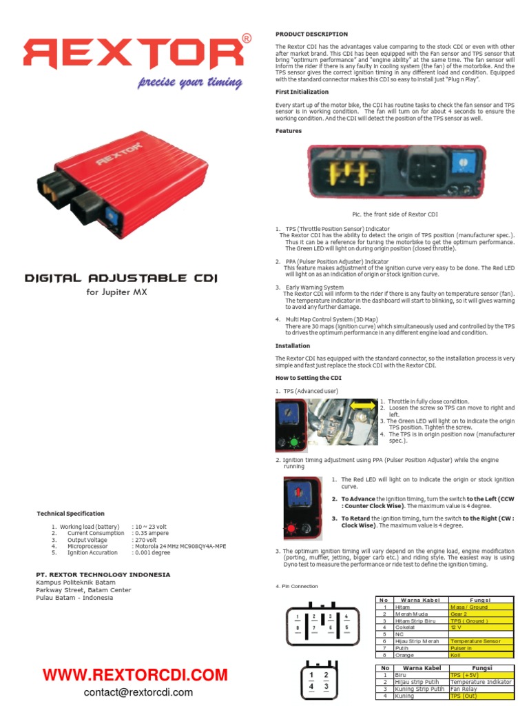 Yamaha Jupiter Mx t135 Rextor Adjustable Cdi Manual En | Ignition System |  Engines