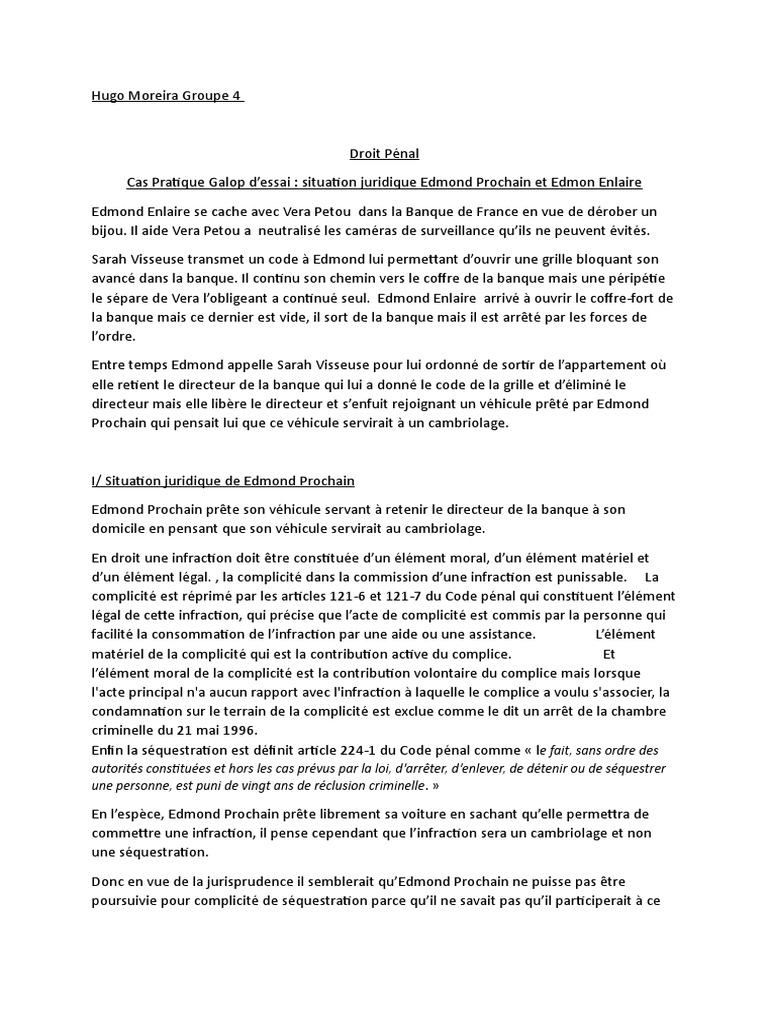 cas pratique droit penal felonie loi criminelle essai gratuit de