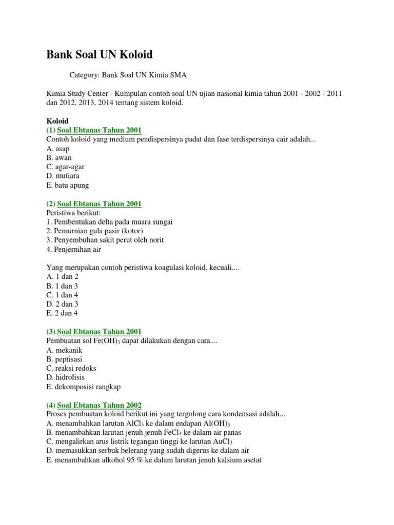 Contoh Soal Materi Koloid