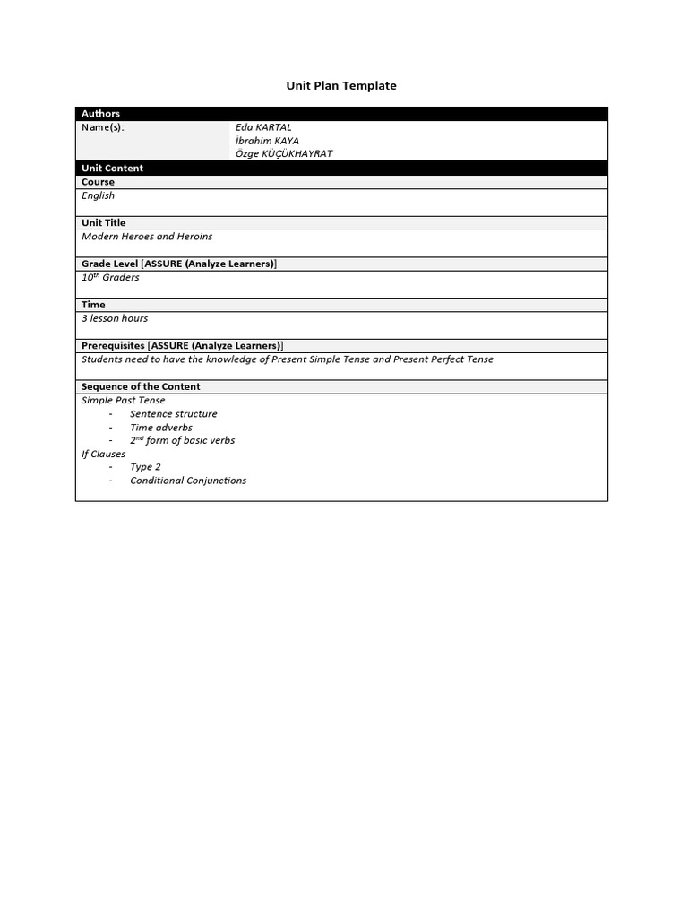 Unit Plan Template | PDF