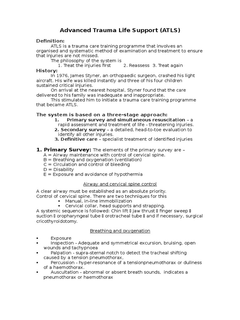 Overview of Advanced Trauma Life Support | PDF | Medical Specialties ...