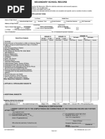 BUCET Application Form Back Page