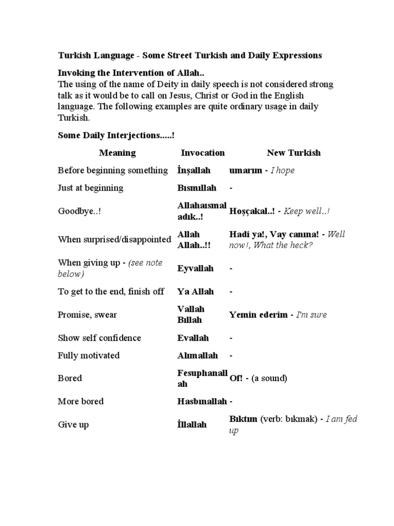 Daily Talk Turkish Language | PDF | Grammatical Tense | Allah
