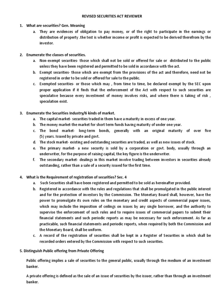 An Overview of Securities Regulation Requirements in the Philippines