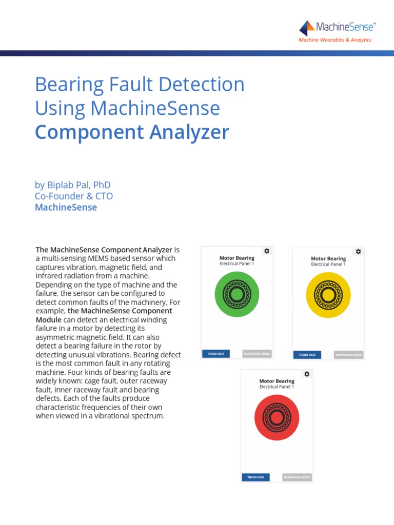 Bearing Fault Detection Using Machinesense Component Analyzer Bearing