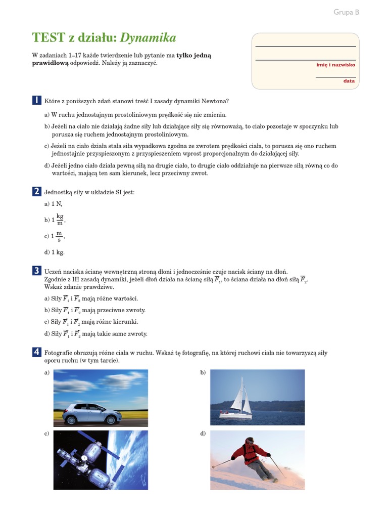 Test Z Fizyki Klasa 7 Rozdział 2