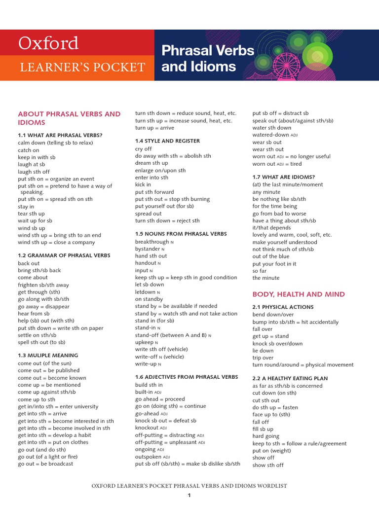 Oxford: Phrasal Verbs and Idioms | PDF | Phrase | Leisure