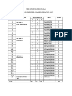 Test Specification Table