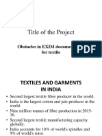 Title of The Project: Obstacles in EXIM Documentation For Textile