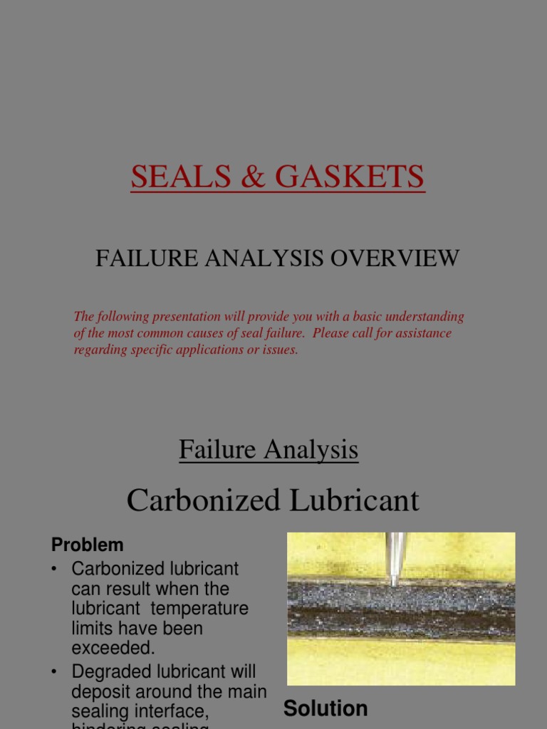 Seals & Gaskets Failure Analysis Overview PDF Wear Lubricant