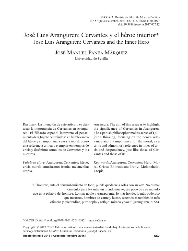 Cervantes El Heroe Interior PDF PDF Don Quijote Miguel De Cervantes