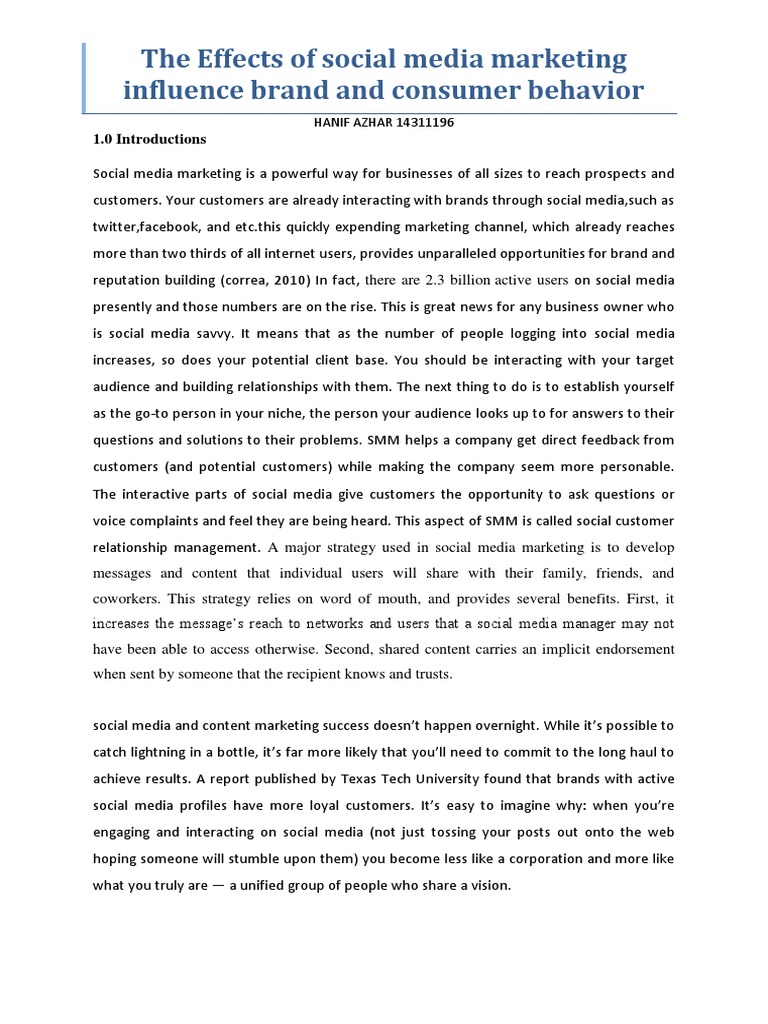 The Effects of Social Media Marketing Influence Brand and Consumer ...