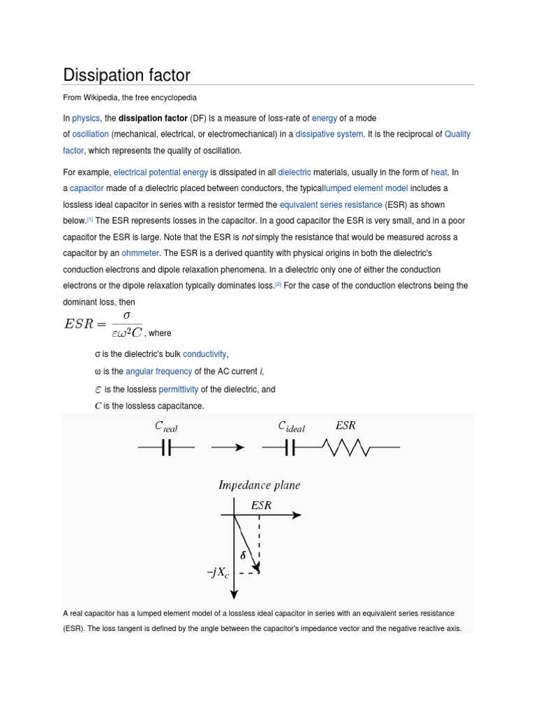 Dissipation Factor Basics PDF Capacitor Dielectric