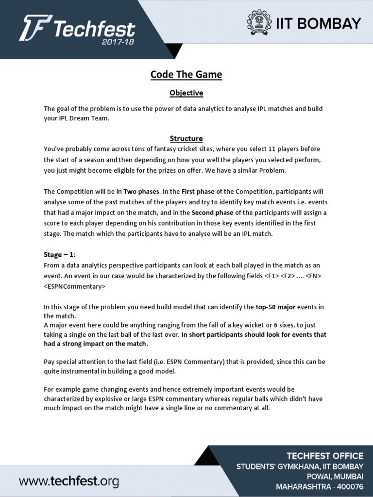Code The Game | PDF | Data Analysis | Analytics