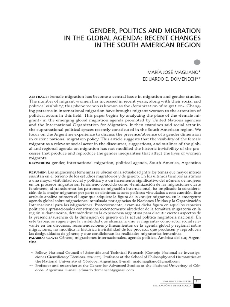 Female Migration and Gender Inequality | PDF | Immigration | Gender