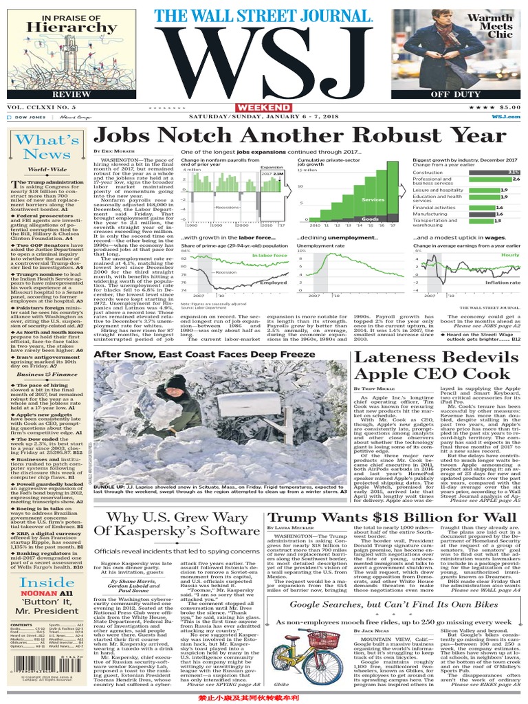 Journal the Wall Street Journal 06.01.2018 | Pobreza e sem ... - 