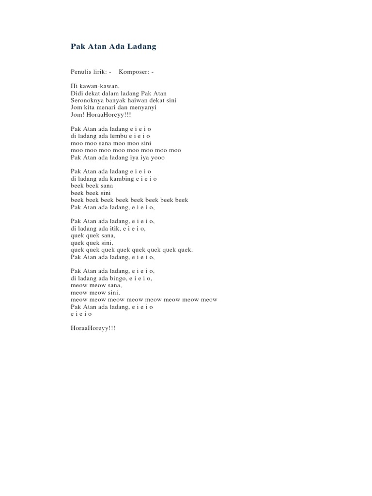 Lirik Lagu Pak Atan Ada Ladang Pdf
