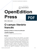 Arte e Vida Social - O Campo Literário Francês - OpenEdition Press