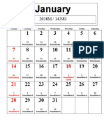 January-July 2018 Islamic calendar