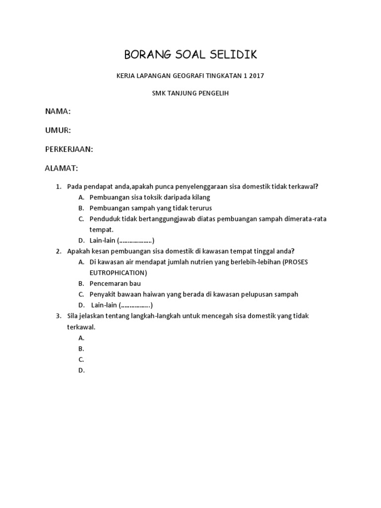 Borang Soal Selidik Anis  PDF