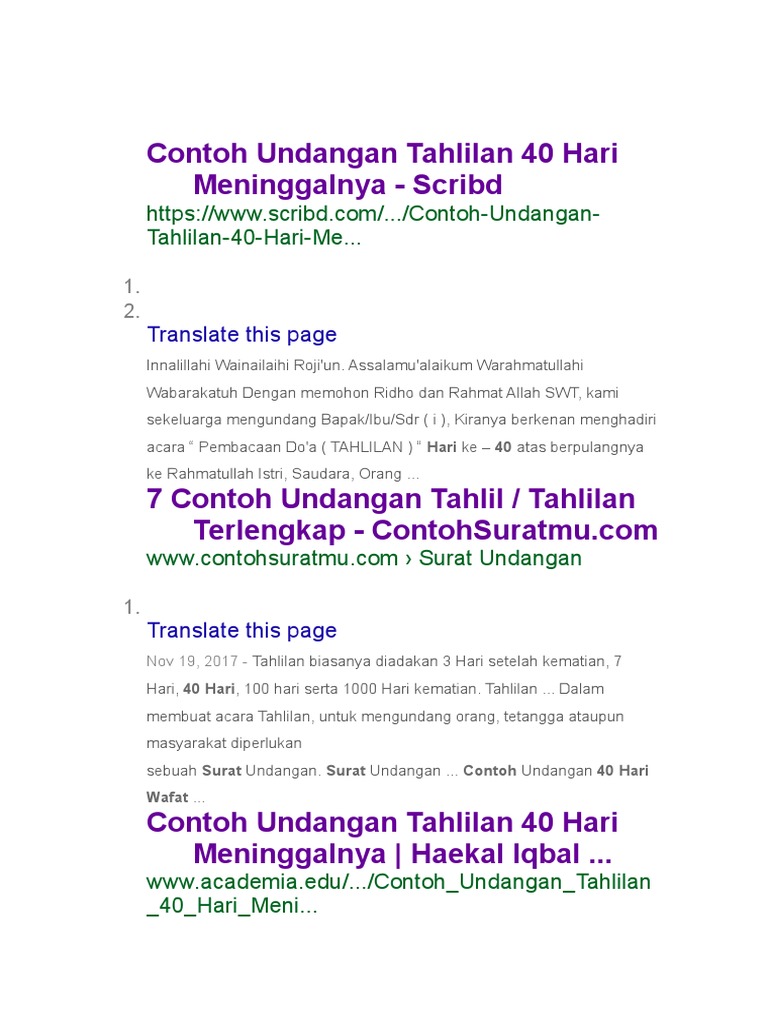 52 Contoh Undangan Tahlilan Gratis Terbaru