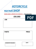 Hind Motorcycle Repair Shop: Job Card Job Labour