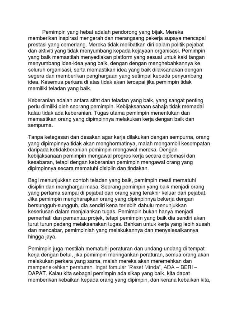 Pemimpin Yang Hebat Adalah Pendorong Yang Bijak Pdf