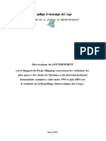 Observations Du Gouvernement de La RDC Au Rapport Mapping Sur Les Violations Des Droits de l'Homme