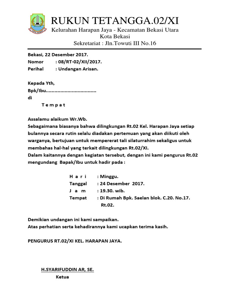 Kop Surat RT | PDF