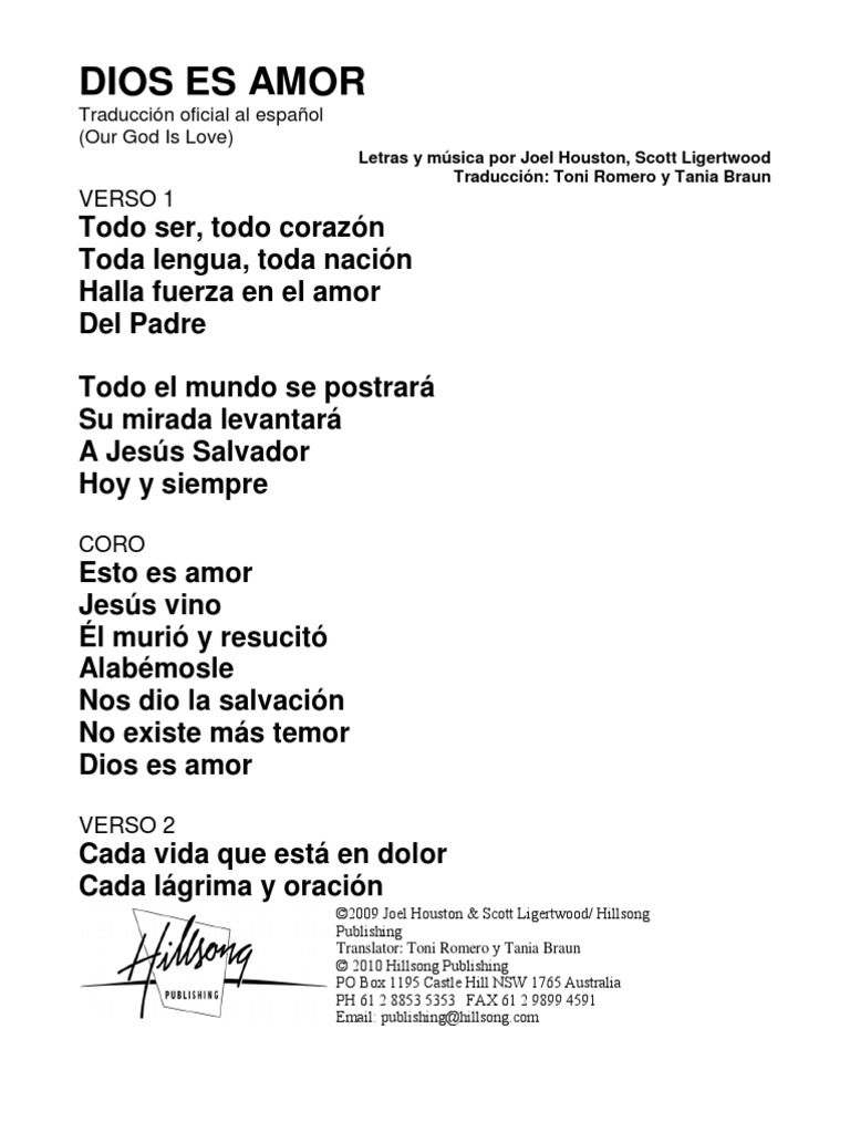 OUR GOD IS LOVE Spanish Official Translation