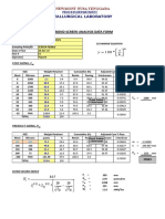 Metallurgical Laboratory: Bond Screen Analysis Data Form