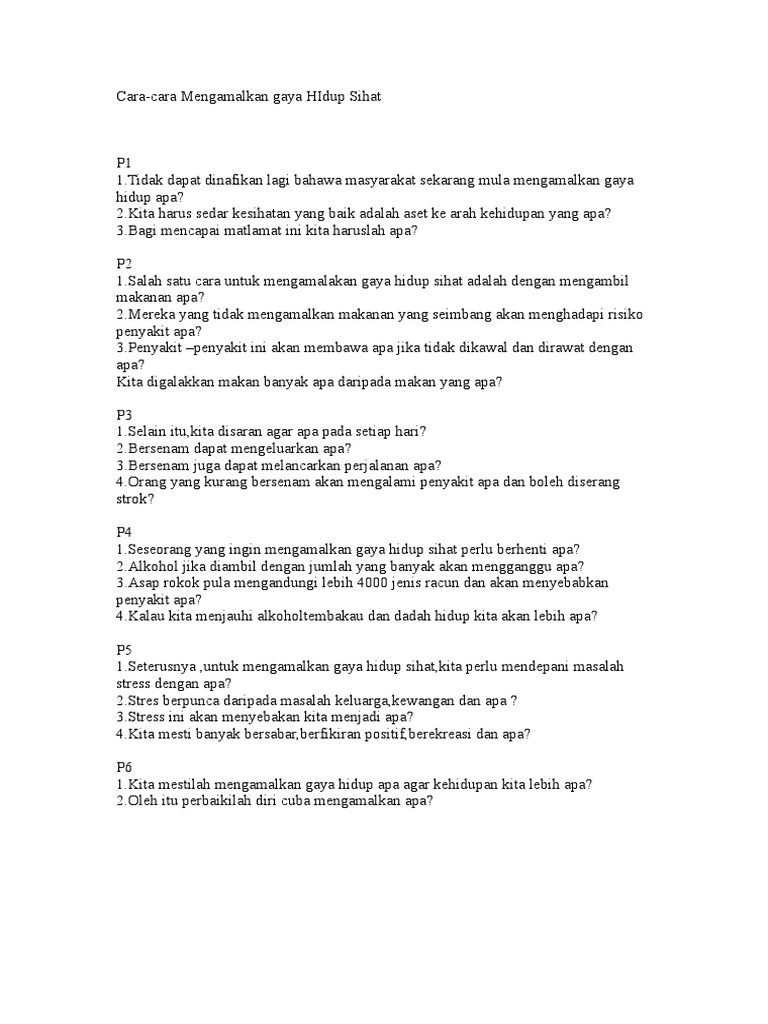 Cara Gaya Hidup Sihat Pdf