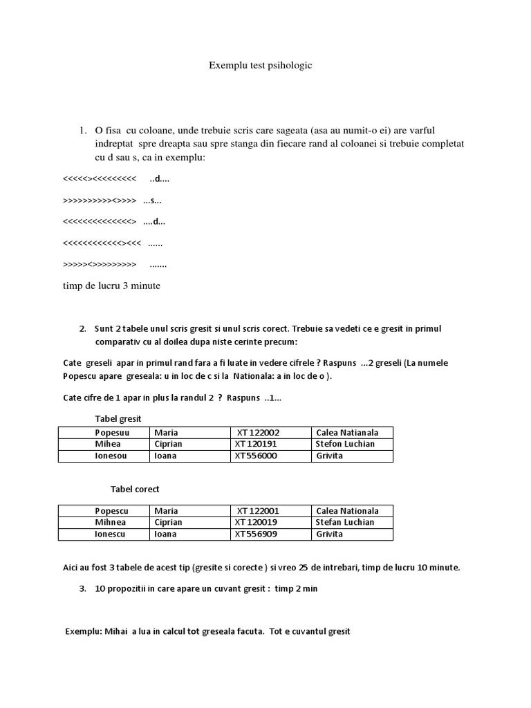 Exemplu Test Psihologic Dat La Penitenciar | PDF