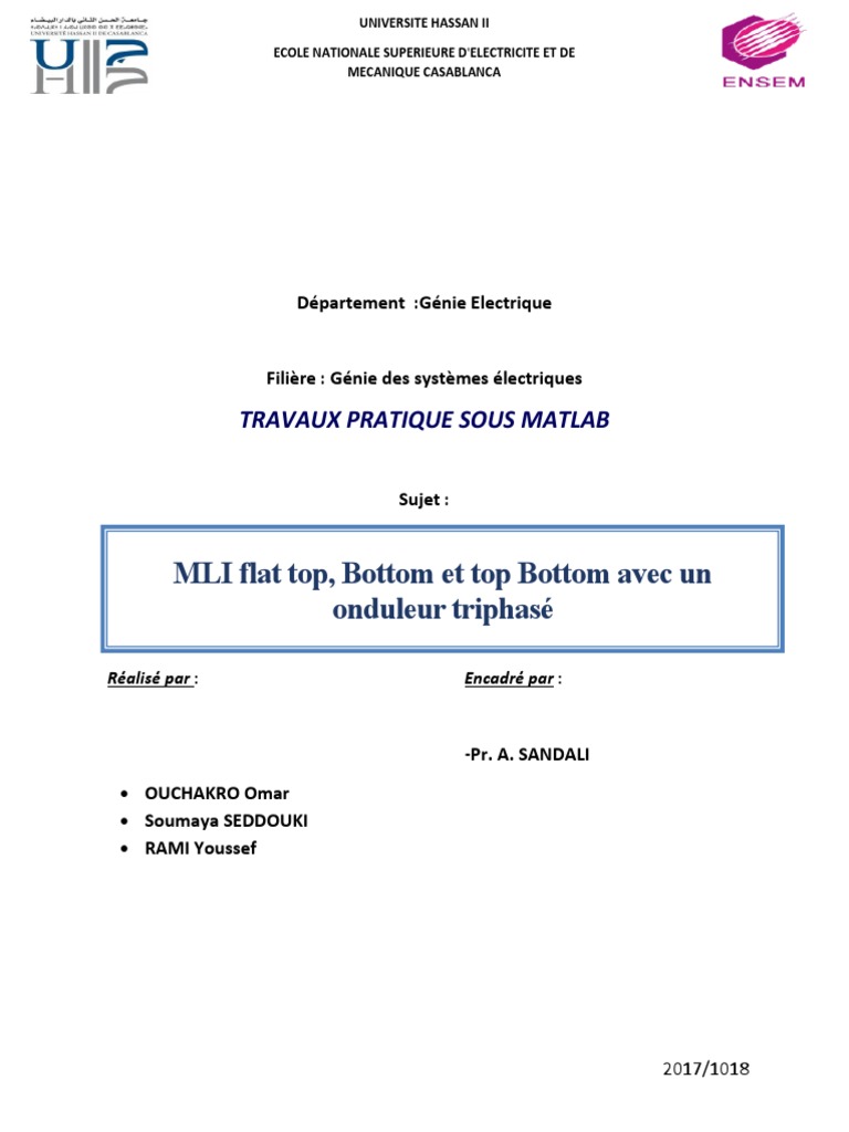 Commandes MLI sous MATLAB : Étude et Modélisation | PDF | Modulation ...