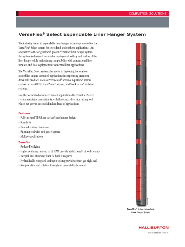 Versaflex Select Expandable Liner Hanger System Features PDF