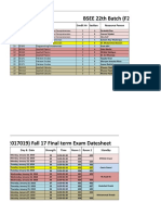 BSEE Fall-17 Finalterm 22th Batch (F2017019) Datesheet 03.01.18