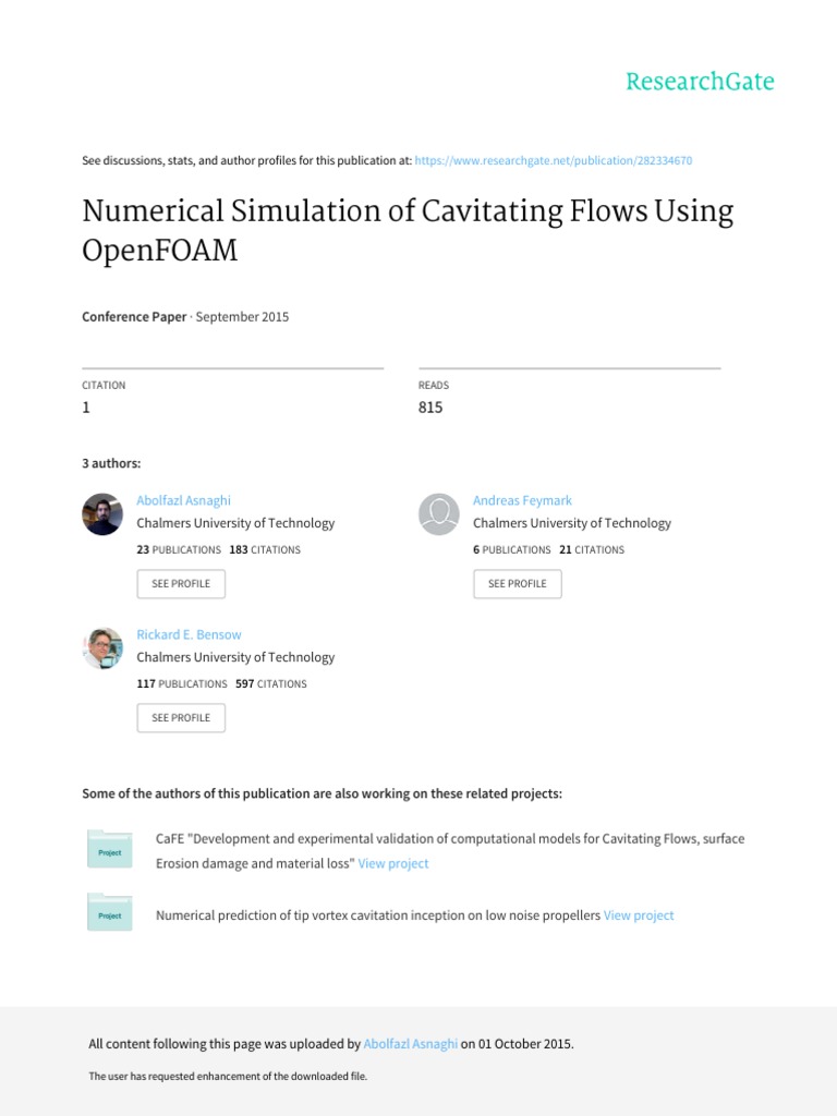 Cavitating Flow Simulation in OpenFOAM | PDF | Fluid Dynamics | Atomic ...