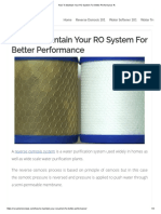 How To Maintain Your RO System For Better Performance %