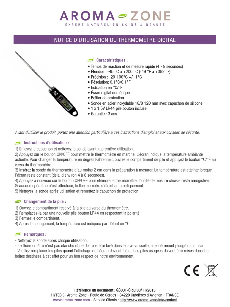 GC031 Notice Thermometre Digital | PDF | Thermomètre | Celsius