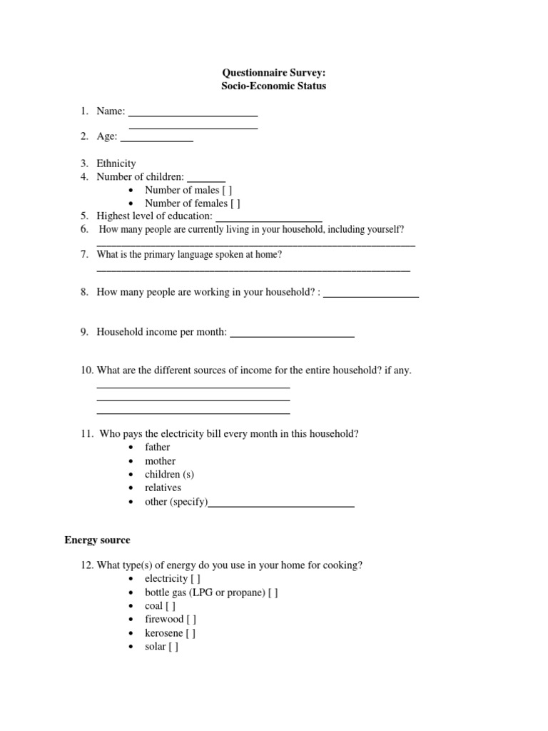 Questionnaire Survey Kerosene Liquefied Petroleum Gas Free 30day