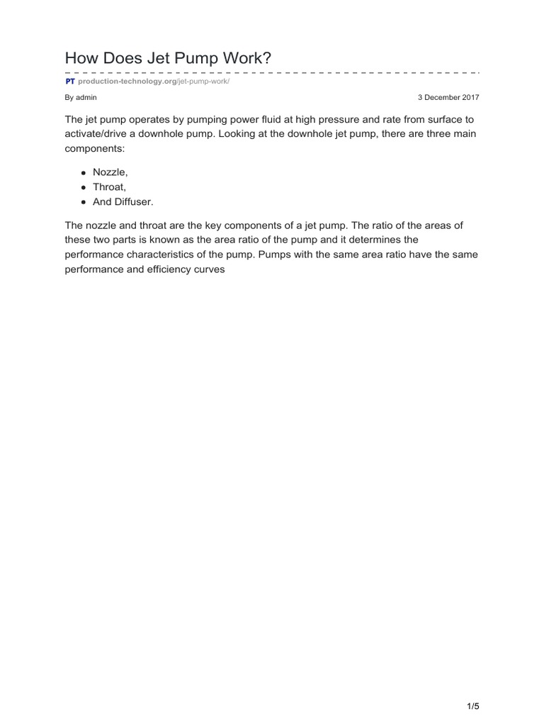 How Does Jet Pump Work PDF Nozzle Pump