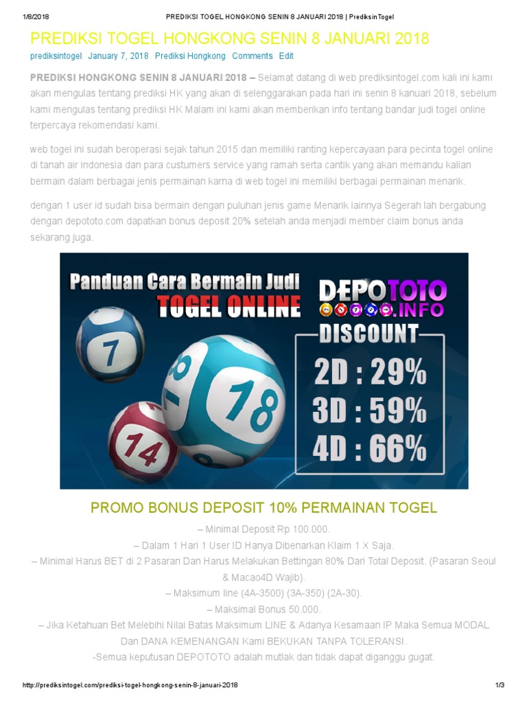 Prediksi Togel Hongkong Senin 8 Januari 2018 Prediksintogel Pdf