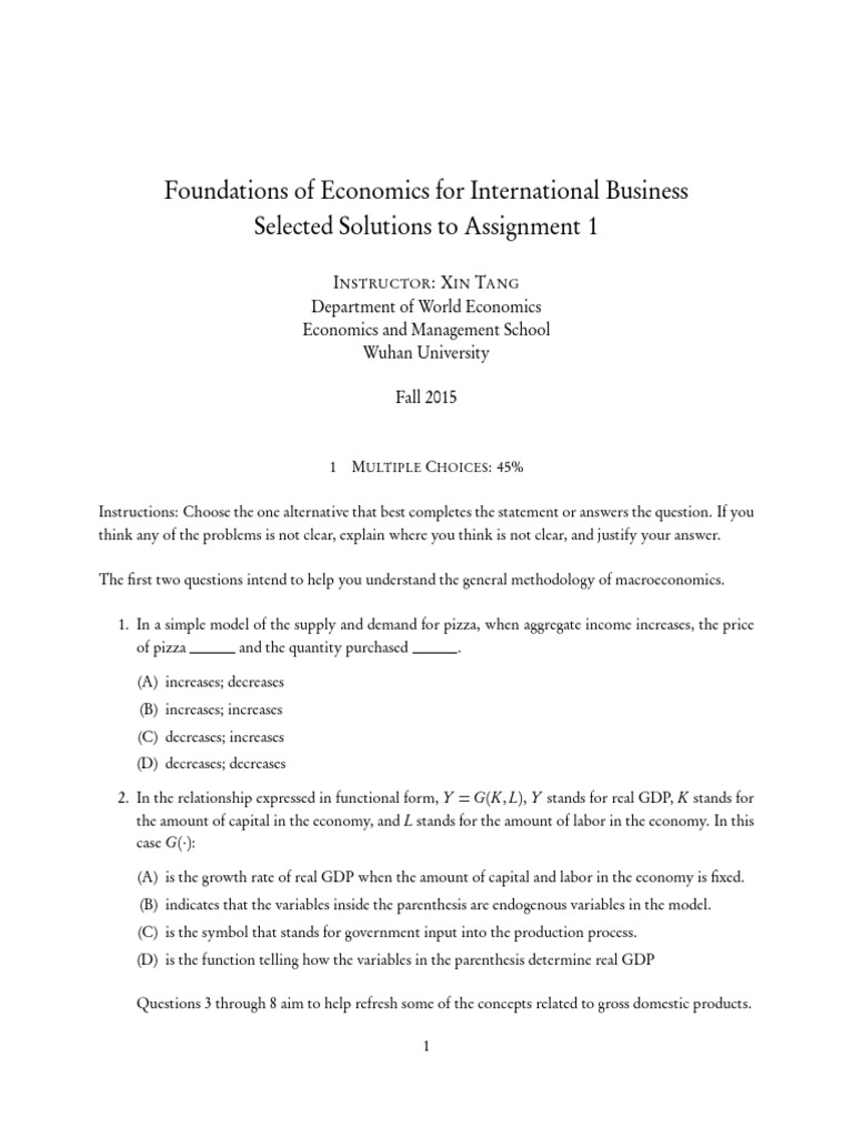 Solutions 1 Pdf Consumer Price Index Real Versus Nominal Value